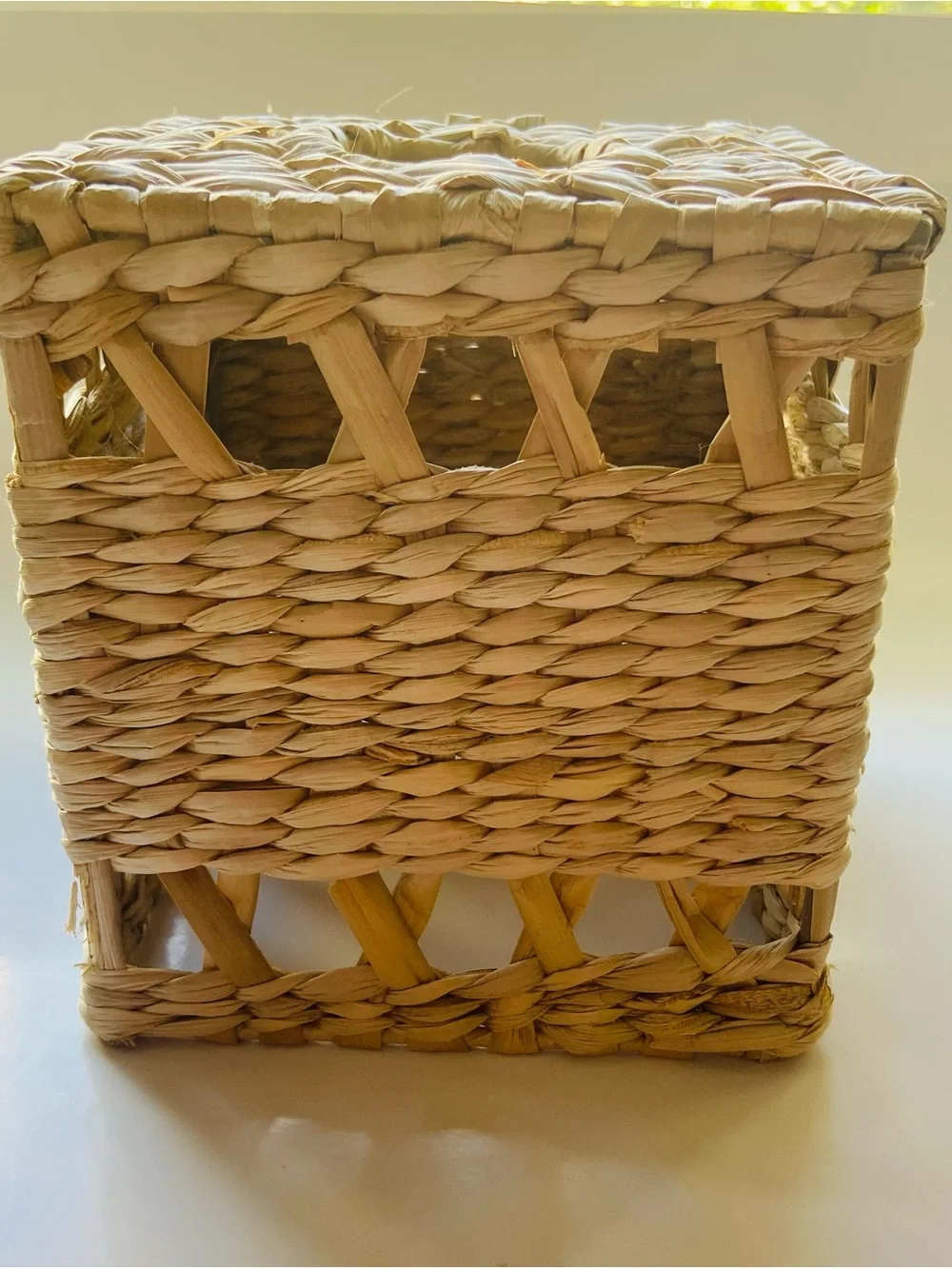 Boho Natural Woven Square Basket (Vase, Plant Stand, or Tissue Box)